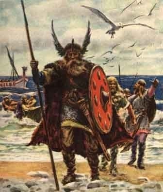 Viking warriors coming on shore